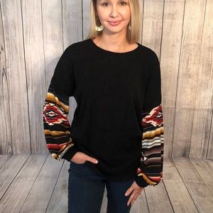 Aztec Print Balloon Sleeve Top